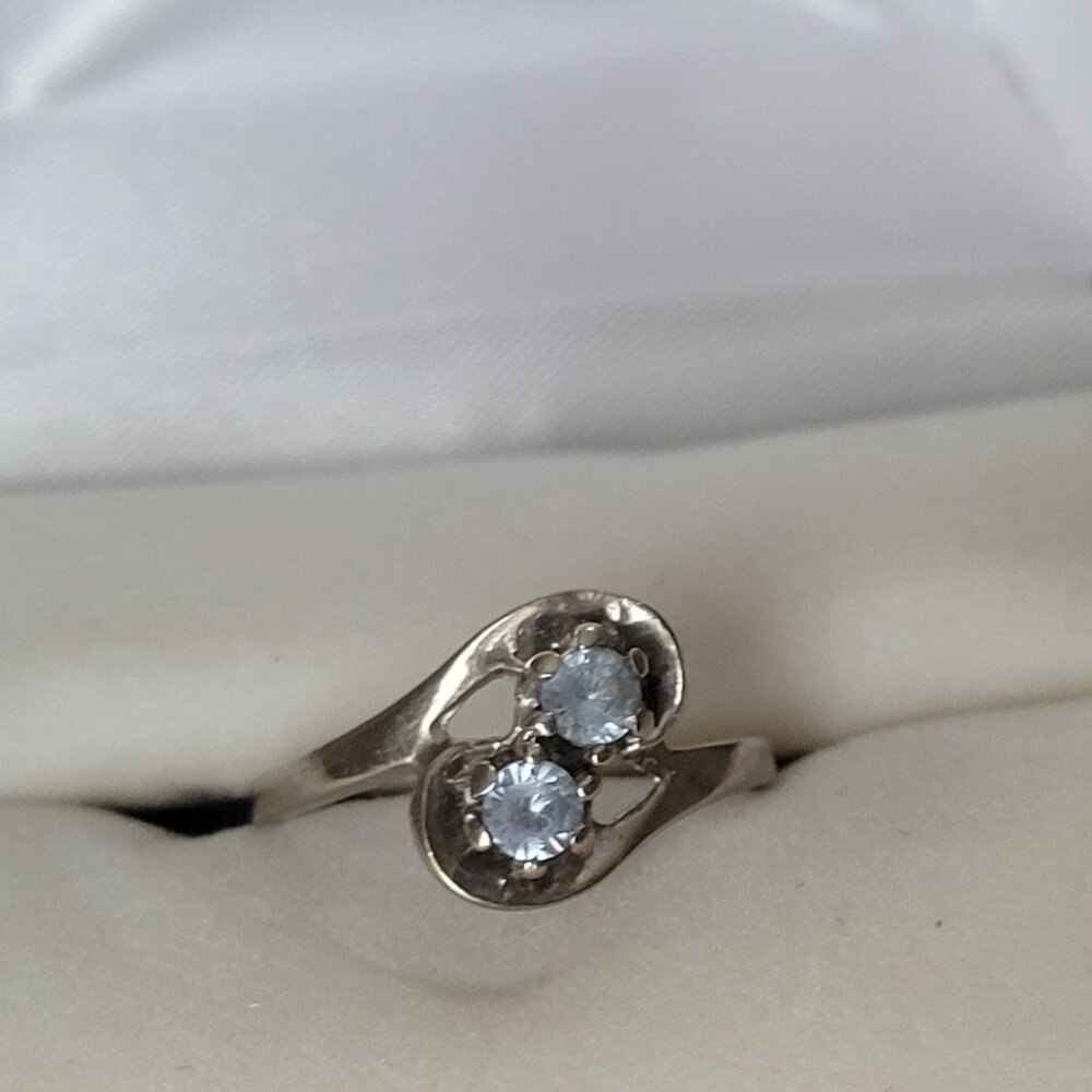 1960s Blue Topaz Ring 10k Vintage White Gold Dason December Birthstone - Picture 10 of 15